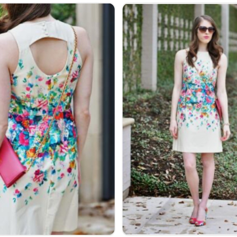 Anthropologie Maeve Tea Garden Sheath Floral Cut Out Back Dress​​​​​ 6